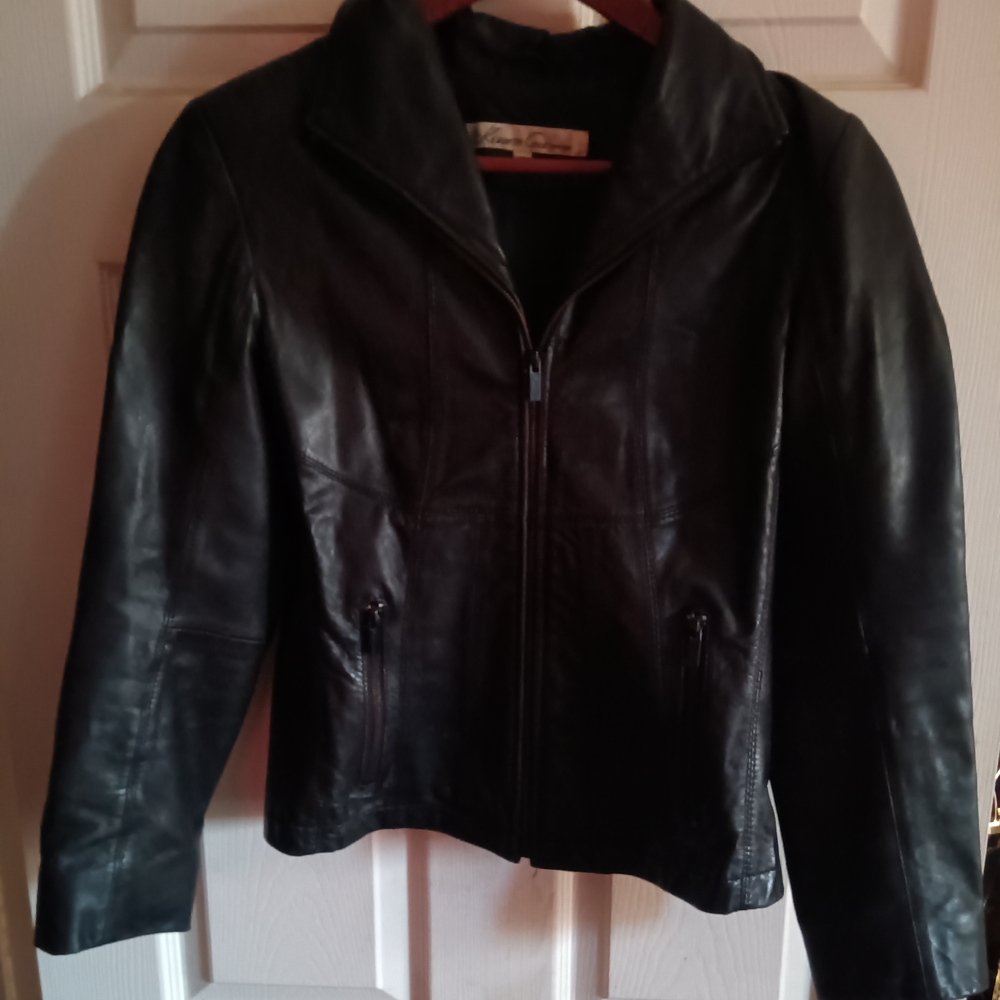 Kenneth Cole New York Black Leather Motorcycle Jacket
